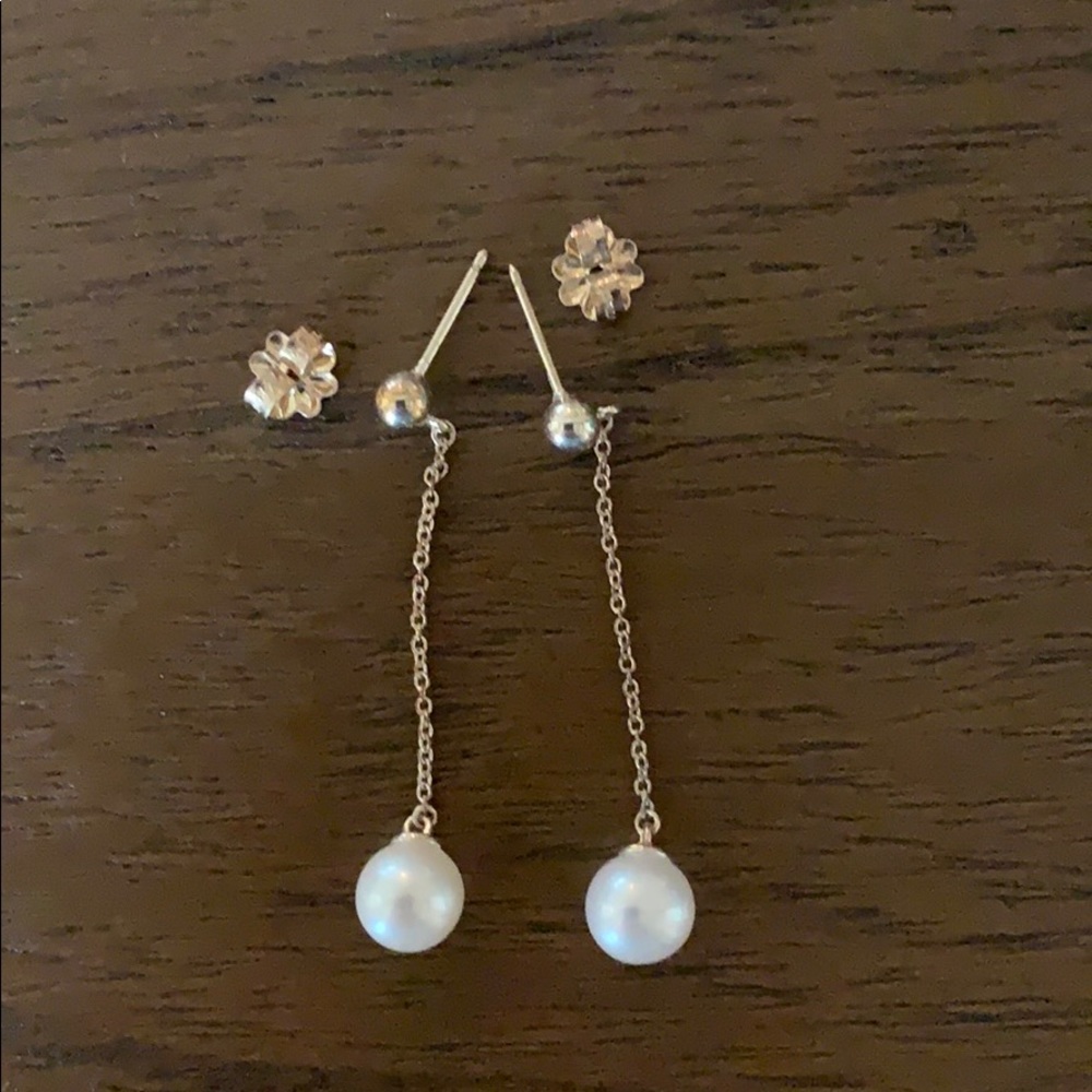 Tiffany sterling and pearl drop earrings